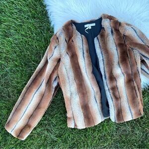 Lavender Brown faux fur coatigan mobcore coat jacket blazer medium